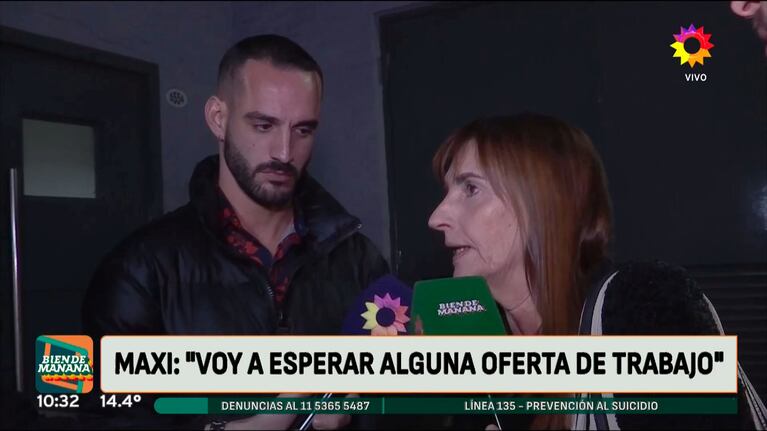 Maxi Guidici y su mamá con la prensa.