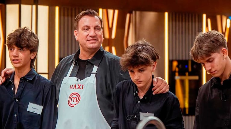 Maxi López con sus hijos en MasterChef Celebrity (Foto: captura Instagram)