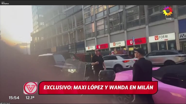 Maxi López con Wanda Nara en Milán (Foto: captura de eltrece).