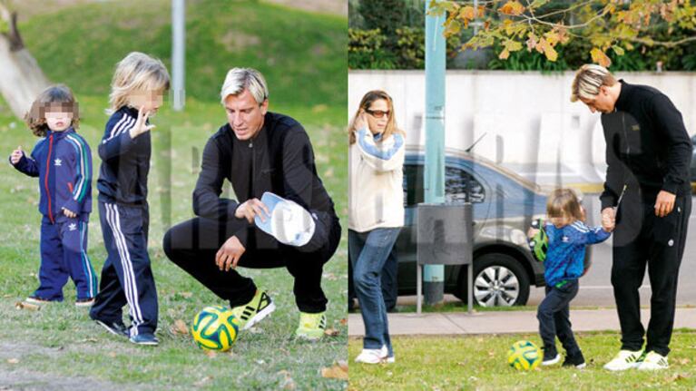 Maxi López disfrutó de una tarde de juegos con sus tres hijos (Fotos: Caras).