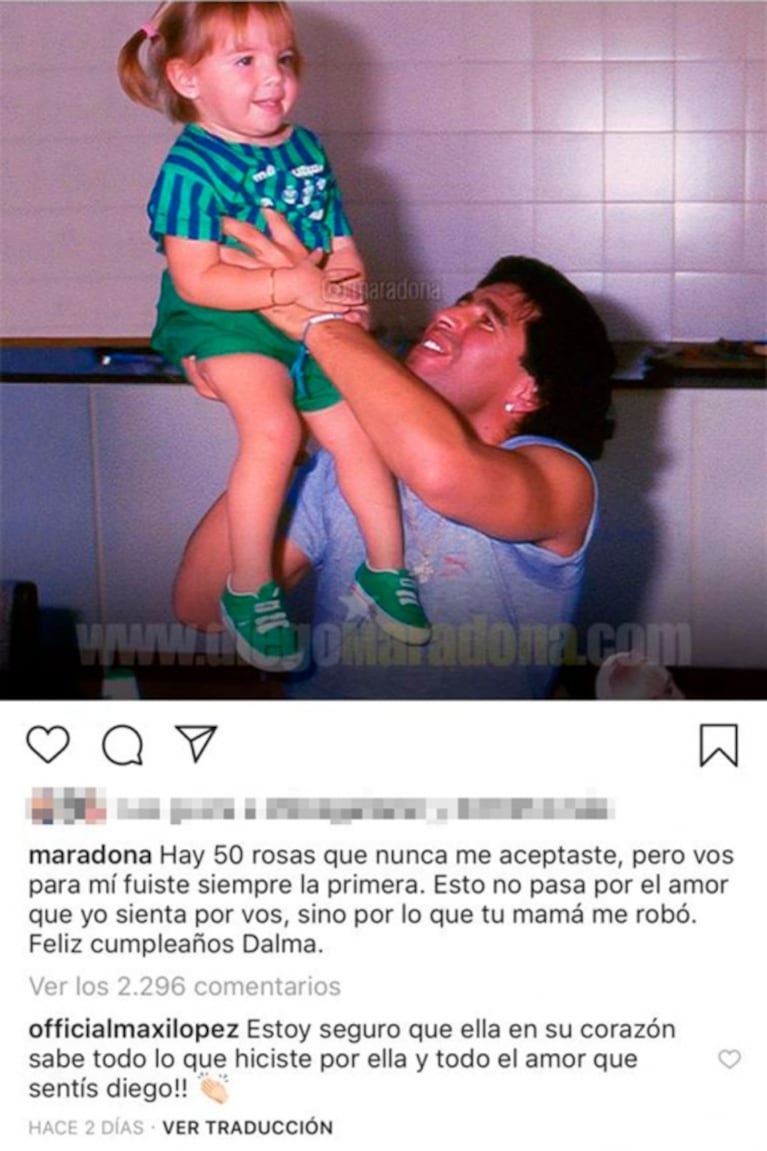 Maxi López se metió en la polémica de Maradona con Dalma: "¡Estoy seguro que ella sabe todo lo que hiciste por ella!"
