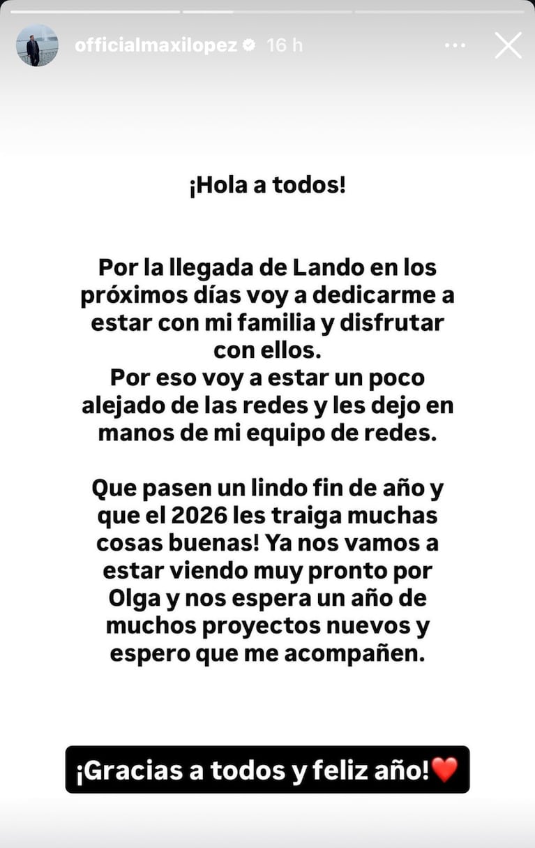 Maxi López tomó una decisión tras el nacimiento de su hijo Lando (Foto: Instagram/@officialmaxilopez).