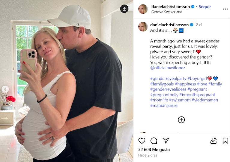 Maxi López y Daniela Christiansson revelaron el sexo del bebé que esperan (Foto: Instagram/@danielachristiansson).