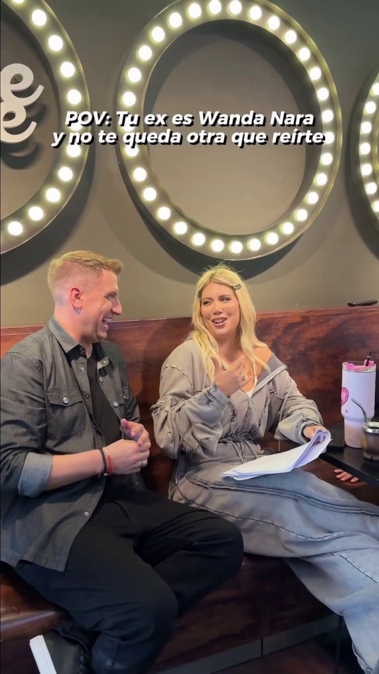 Maxi López y Wanda Nara en el backstage de su serie vertical (Foto: Instagram/@officialmaxilopez).