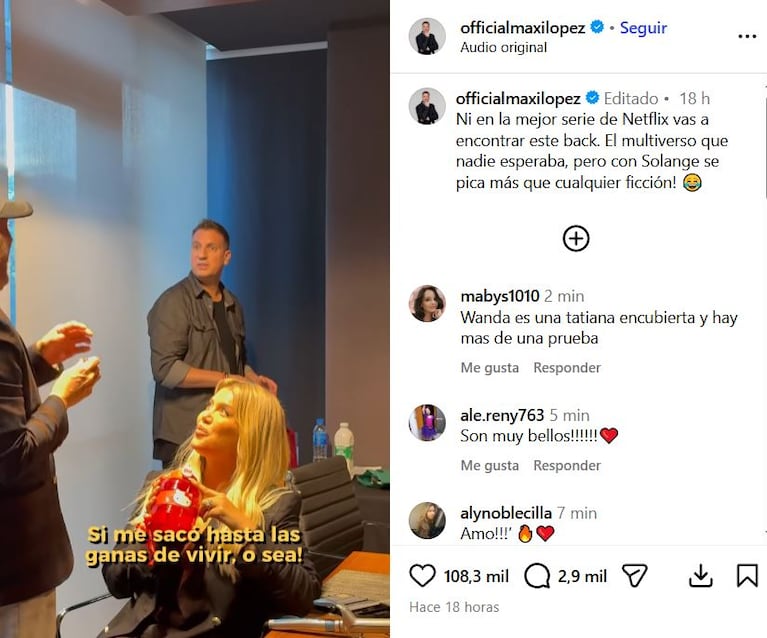 Maxi López y Wanda Nara en el backstage de su serie vertical (Foto: Instagram/@officialmaxilopez).