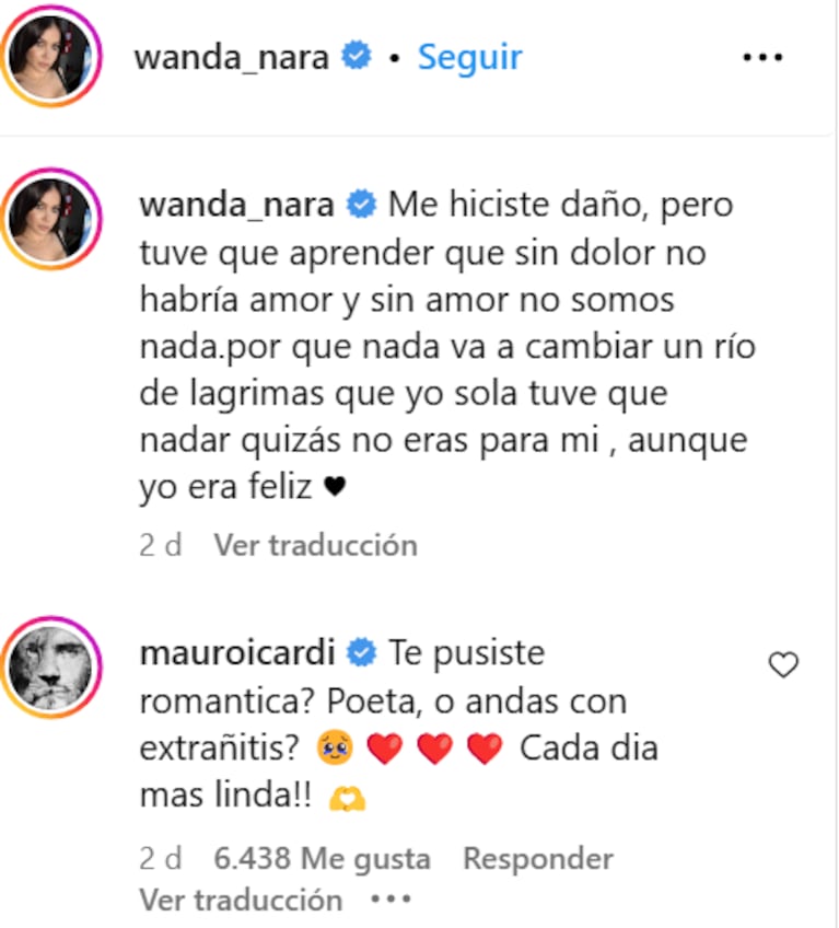 "Me hiciste daño": el enigmático posteo de Wanda Nara que Mauro Icardi respondió al instante