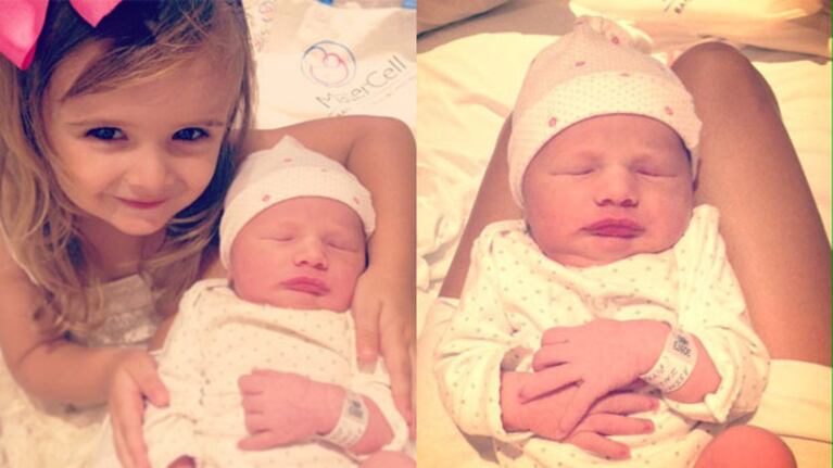 Melina Pitra dio a luz a su segunda hija, Indiana (Fotos: Twitter e Instagram).