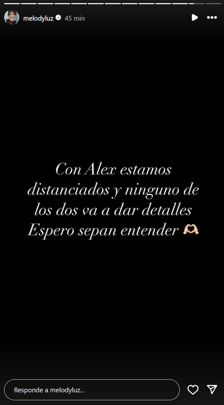 Melody Luz confirmó su separación de Alex Caniggia. Foto: IG | melodyluz