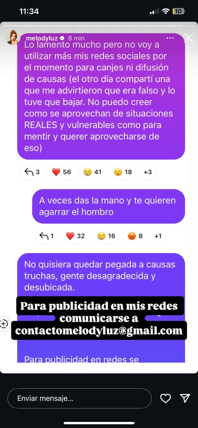 Melody Luz en sus redes sociales (Foto: captura de Instagram).