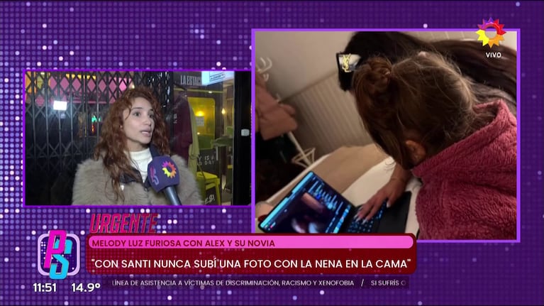 Melody Luz, indignada con la foto de su hija con la supuesta novia de Alex Caniggia (Foto: captura de eltrece).