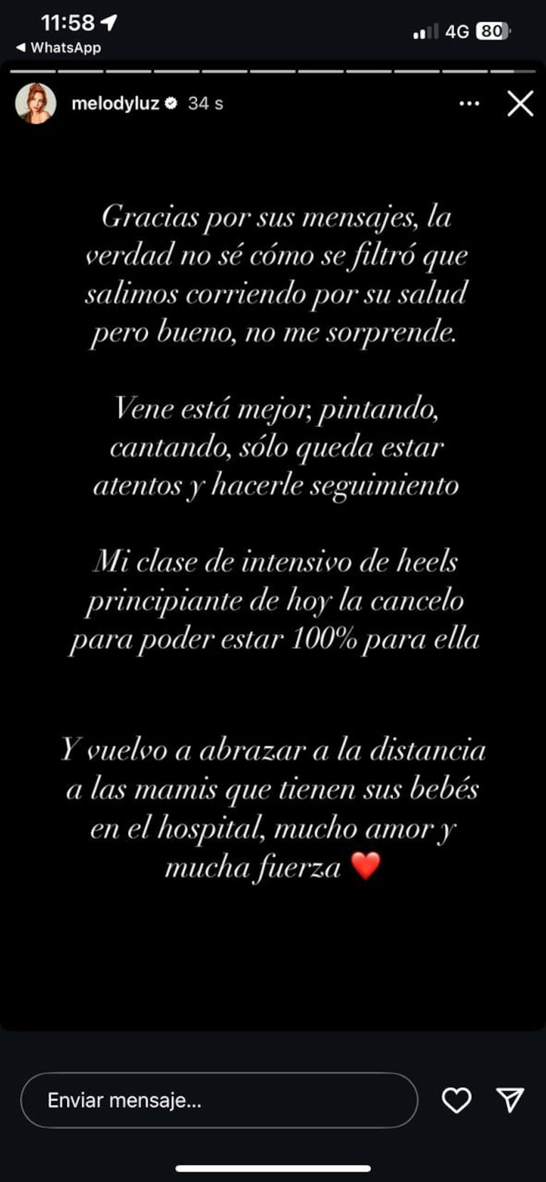 Melody Luz, indignada en sus redes sociales (Foto: captura de Instagram/@melodyluz).