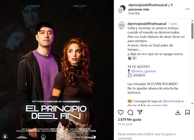 Melody Luz presenta El Principio del Fin con Larrix y elenco (Foto: redes sociales).