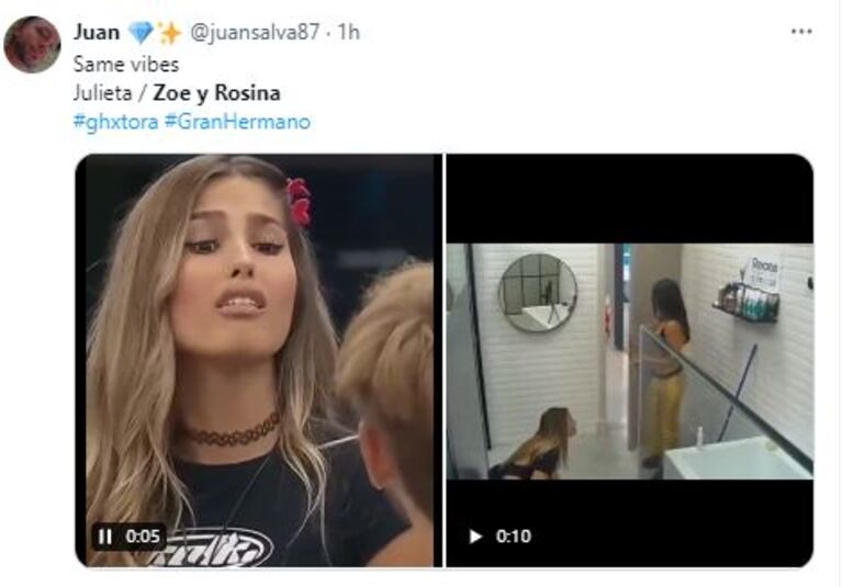 Memes de Zoe y Rosina en Gran Hermano 2023 (Foto: Twitter /X)