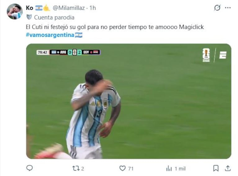 Memes Selección argentina venció a Egipto y pasó a cuartos de final en el Mundial 2026 (Foto: X).