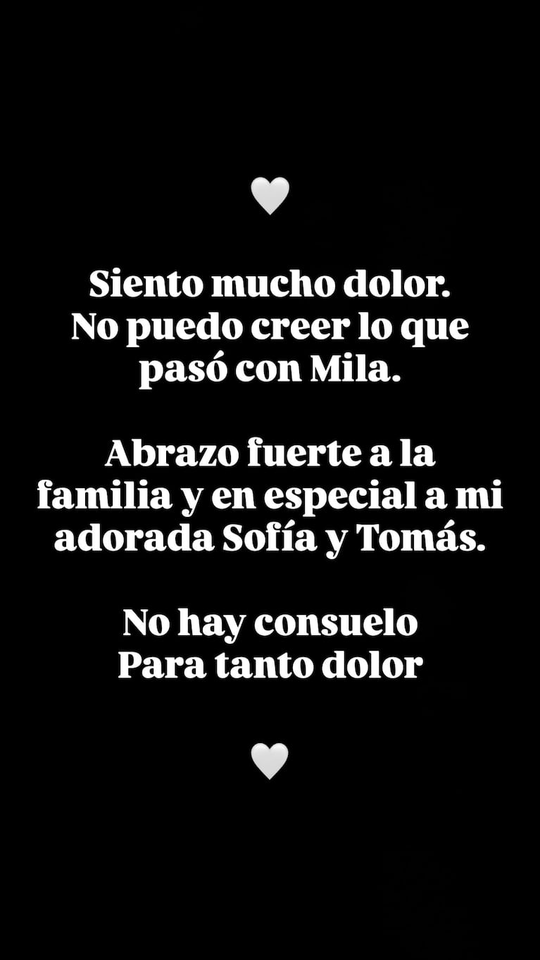 Mensaje de Diego Topa a Mila Yankelevich. Crédito: Instagram/@diegotopa