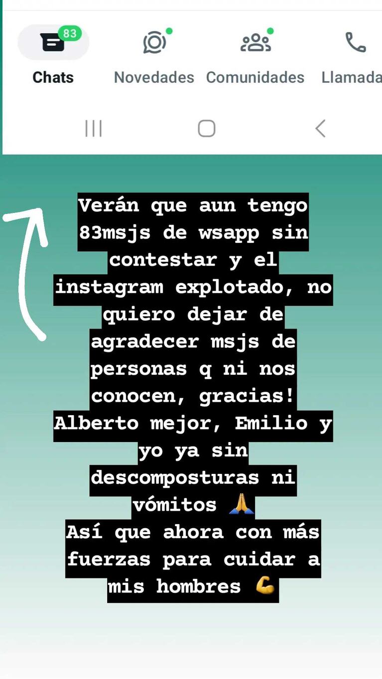 Mensaje de Estefanía Pasquini sobre la salude la familia Cormillot (Foto: Instagram @estefi_pasquini)