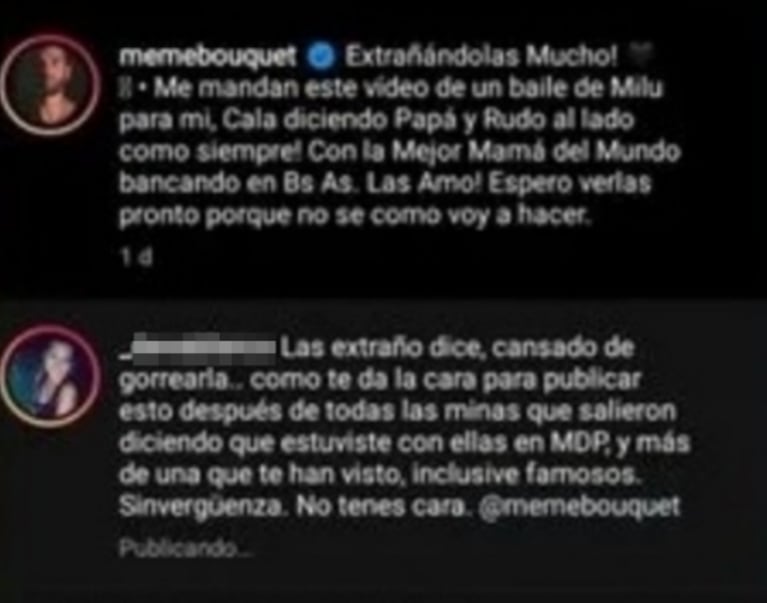 Mery del Cerro salió al cruce por los rumores de infidelidad de Meme Bouquet: "Están diciendo cualquier cosa"