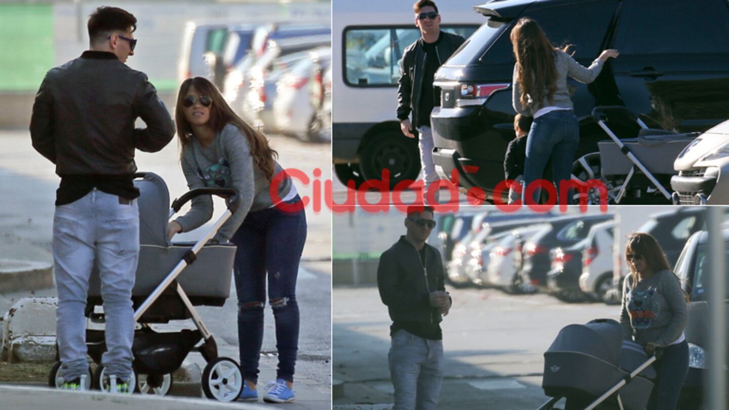 Messi, con Antonella Roccuzzo y sus hijos Mateo y Thiago. Fotos: Grosby Group.