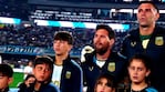 Messi y sus hijos cantaron juntos el Himno. Captura: Telefe