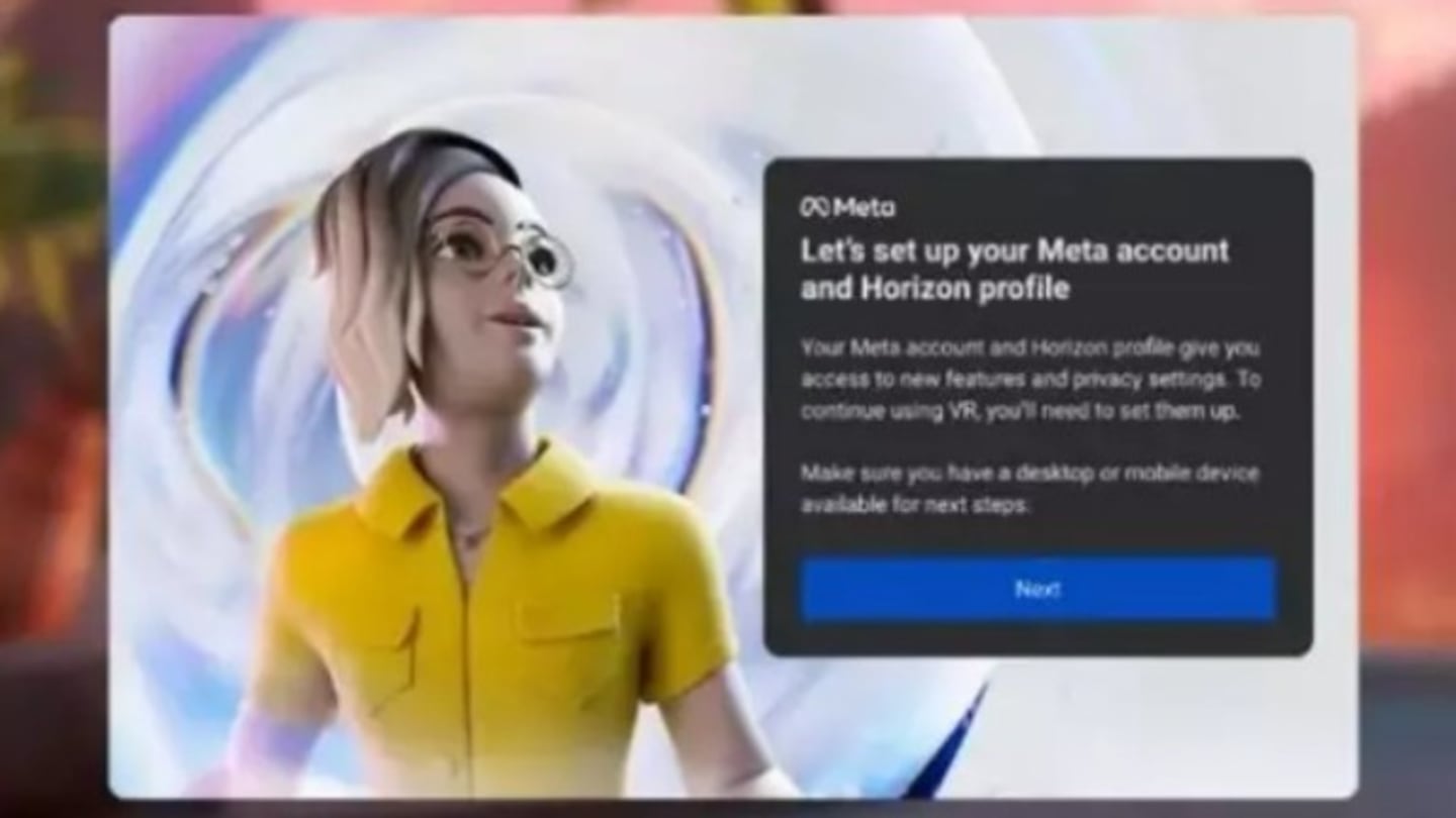 Meta implementa cuentas nuevas para el uso del visor de RV Oculus Quest