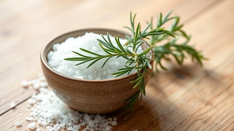 Mezcla de sal gruesa y romero en un ambiente hogareño. (Foto: Imagen ilustrativa generada con IA)