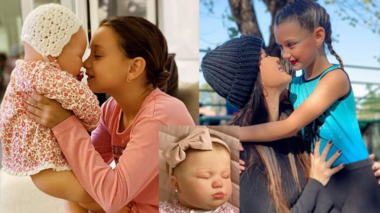 Mía se emocionó al recibir su muñeca especial.