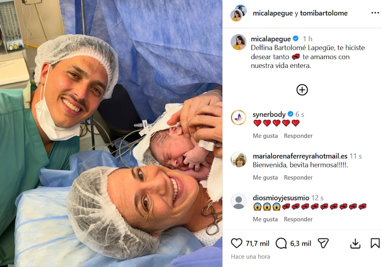 Mica Lapegüe fue mamá de Delfina junto a Tomás Bartolomé (Foto: captura de Instagram/@micalapegue)