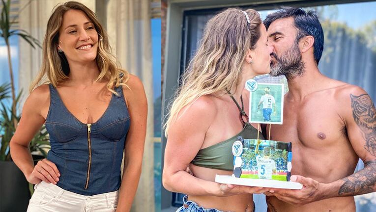 Mica sorprendió a Fabián con una torta de cumple.
