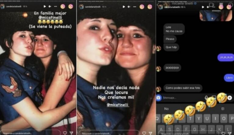 Mica Tinelli le dedicó un exabrupto a su hermana Cande por postear una foto retro