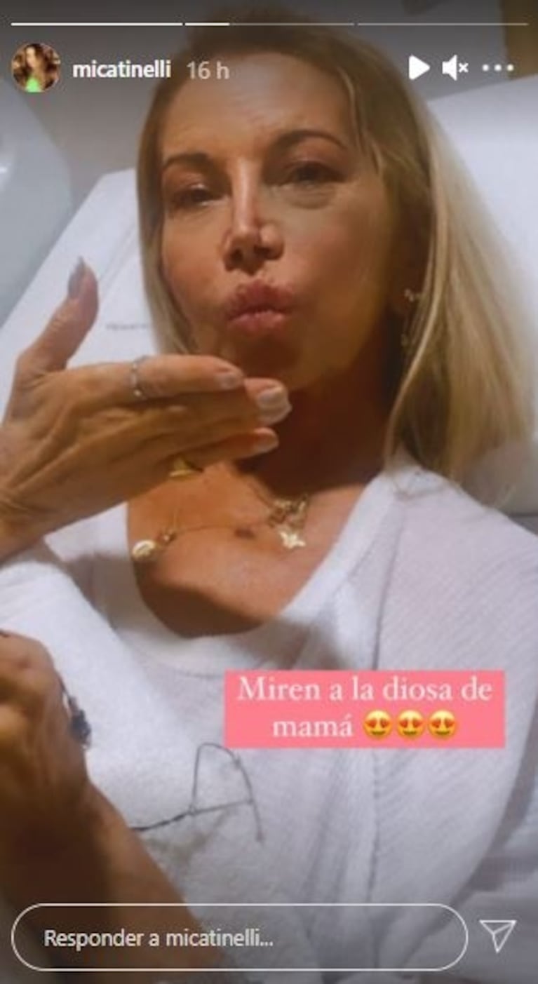 Mica Tinelli mostró la primera foto de Soledad Aquino, tras recibir el alta: "Miren a la diosa de mi mamá"