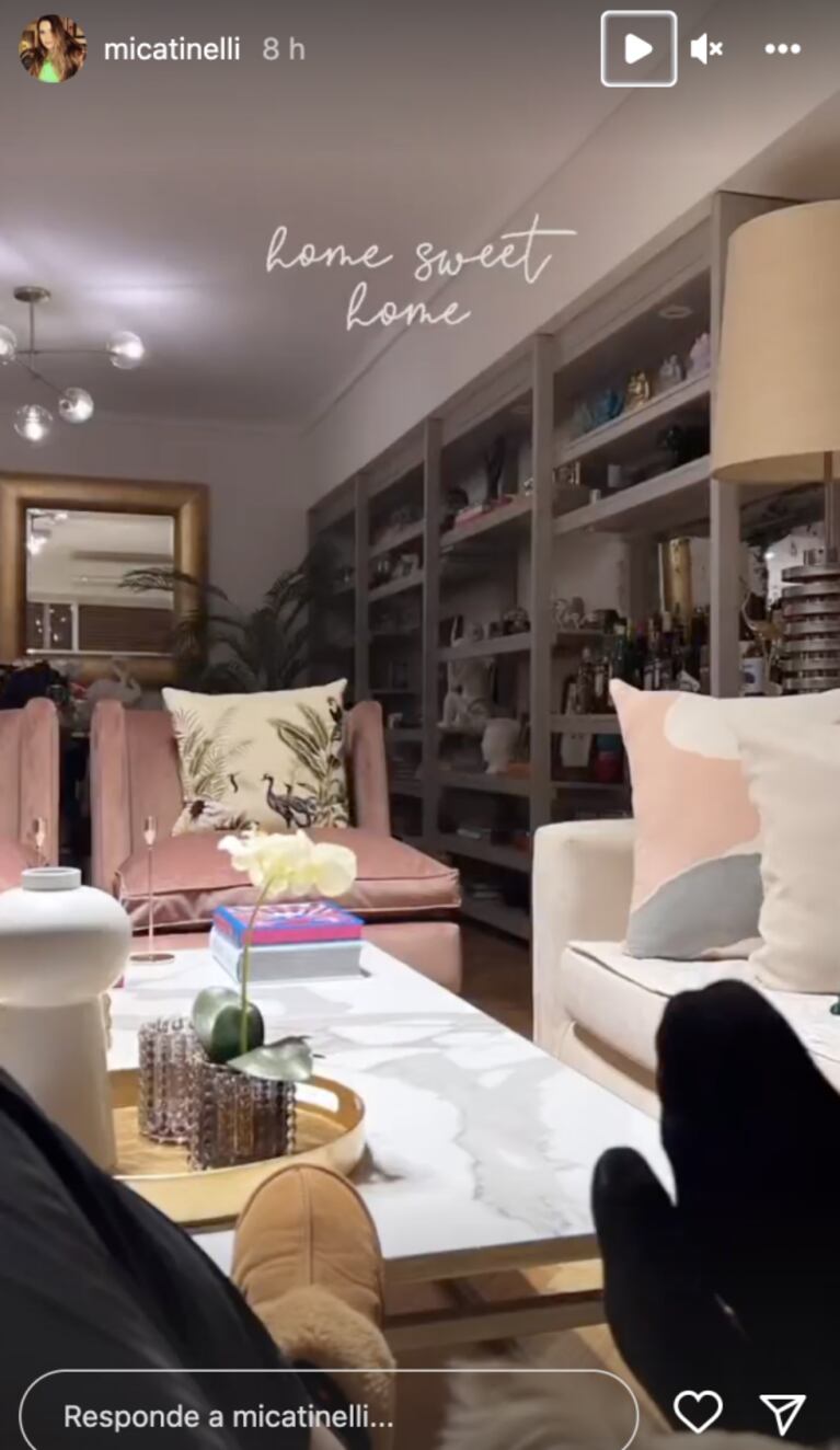 Mica Tinelli regresó a Buenos Aires y lo celebró con hambuguesas y papas fritas