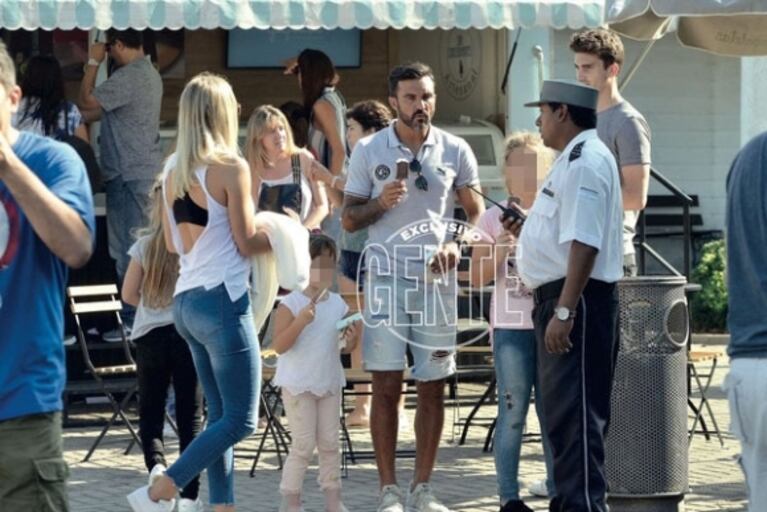 Mica Viciconte con Fabián Cubero y sus hijas, tarde de mimos y helados en familia