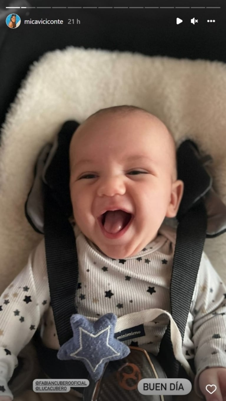 Mica Viciconte enterneció a sus seguidores con una foto de su bebé recién despierto