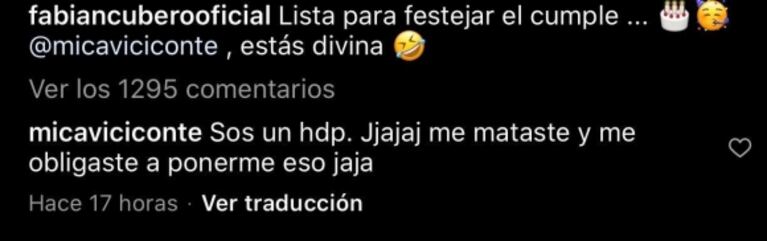 Mica Viciconte festejó su cumple en aislamiento con Cubero y lanzó un divertido exabrupto: "Un hijo de pu..."