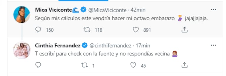 Mica Viciconte habló por primera vez del supuesto hijo que espera con Fabián Cubero: "Según mis cálculos este vendría a ser mi octavo embarazo"