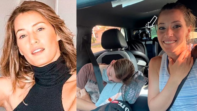 Mica Viciconte mandó al frente a Allegra y Luca Cubero, dormidos en el auto antes de llegar a su casa.