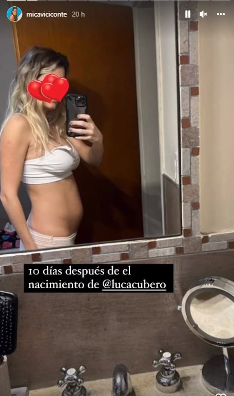 Mica Viciconte posó en ropa interior tras el nacimiento de Luca Cubero: "10 días después"