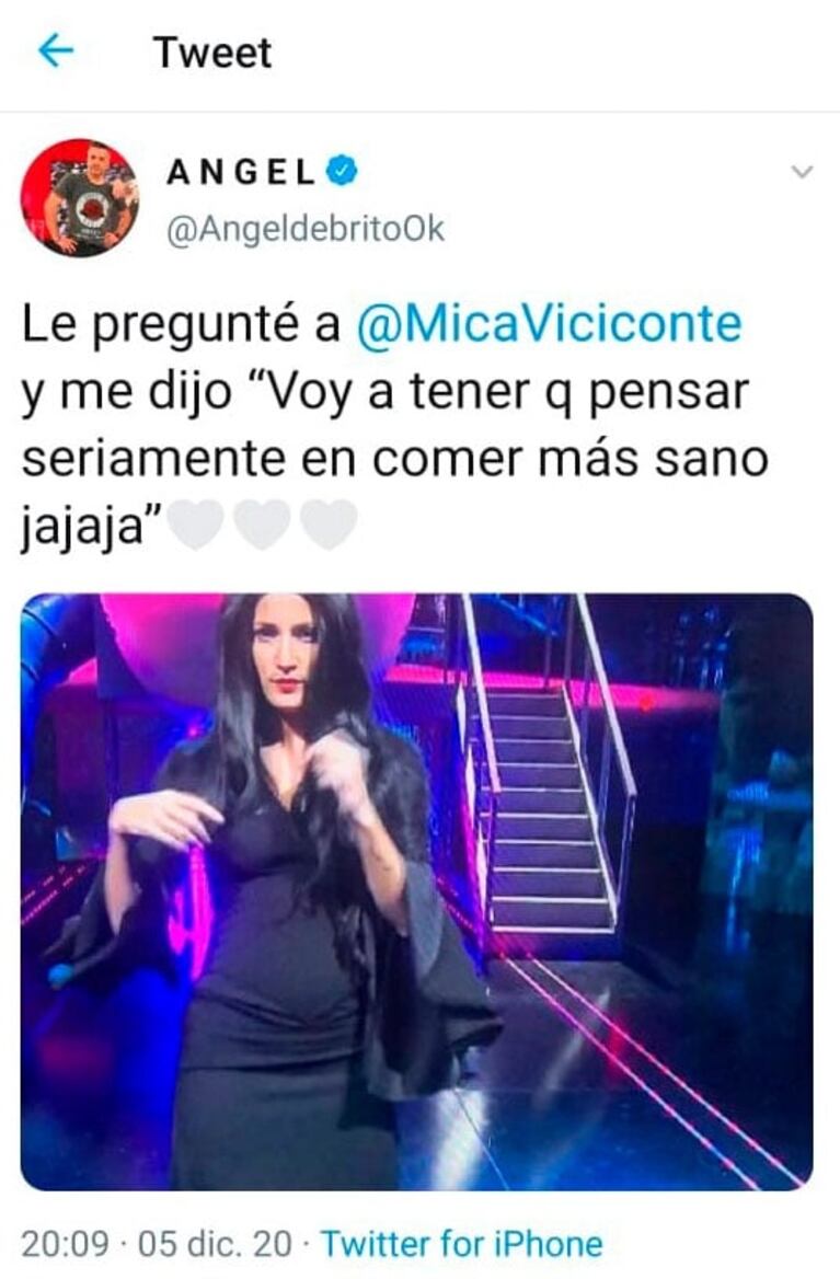 Mica Viciconte reaccionó tras la foto que potenció el rumor de embarazo: "Voy a tener que pensar seriamente en comer más sano"