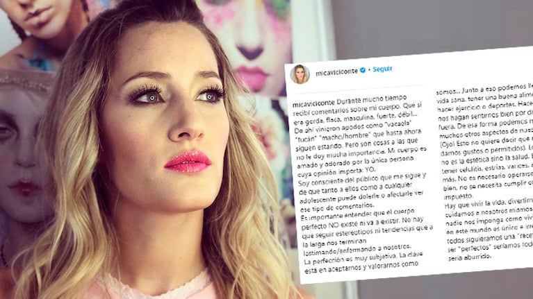 Mica Viciconte, tras las críticas a su cuerpo: No hay que seguir estereotipos; la clave está en aceptarnos