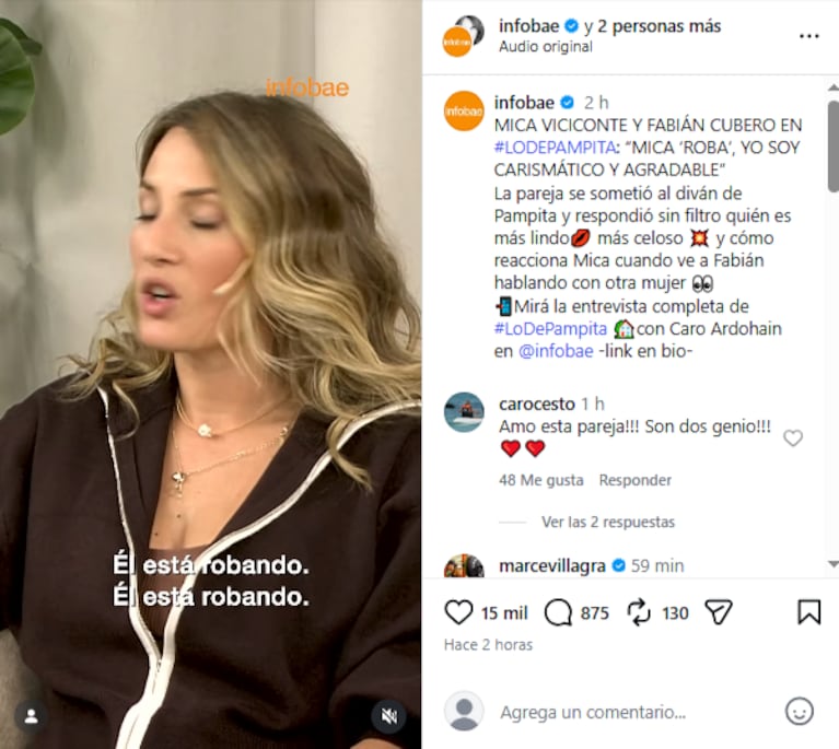Mica Viciconte y Fabián Cubero, cara a cara con Pampita