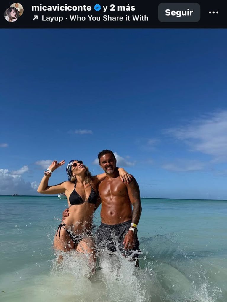 Mica Viciconte y Fabián Cubero en República Dominicana (Foto: Instagram/@micaviciconte).