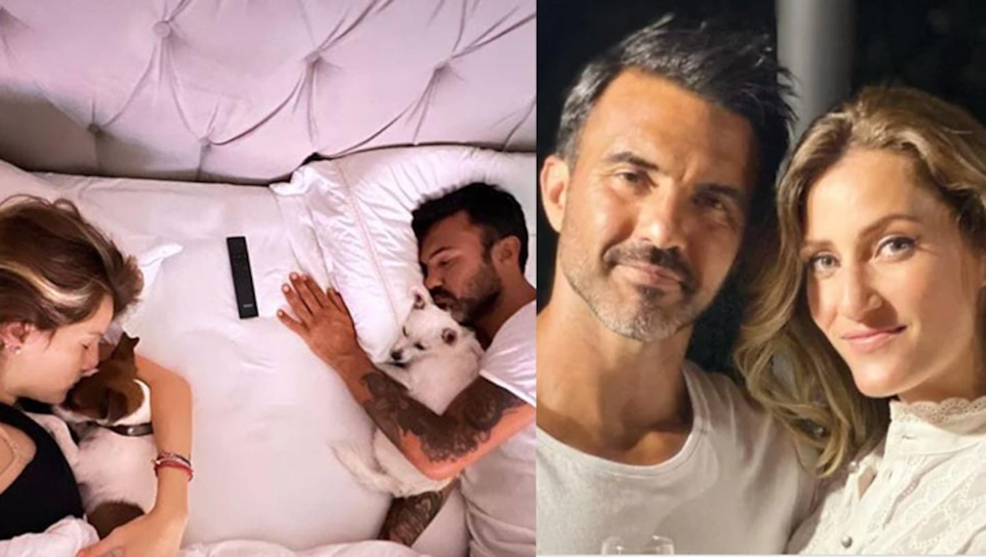 Mica Viciconte y Fabián Cubero mostraron cómo duermen junto a sus mascotas.