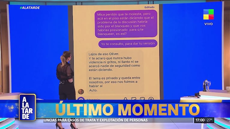 Micaela Benitez habló sobre su discusión con Martín Demichelis.