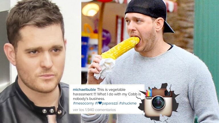 Michael Bublé, comiendo un choclo en la calle (Foto: Web e Instagram)
