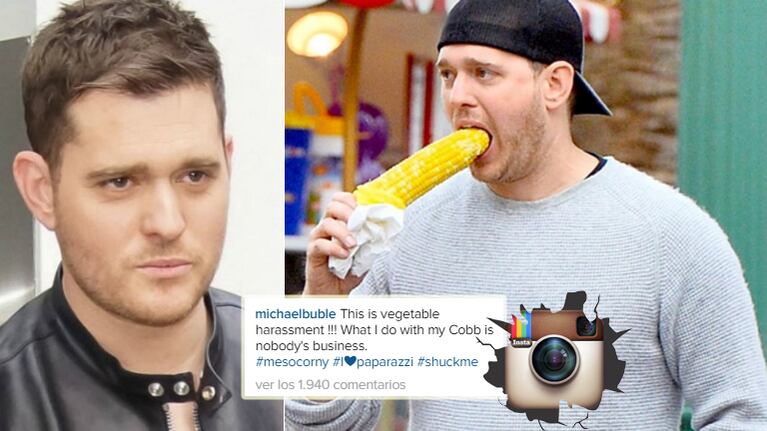 Michael Bublé, comiendo un choclo en la calle (Foto: Web e Instagram)