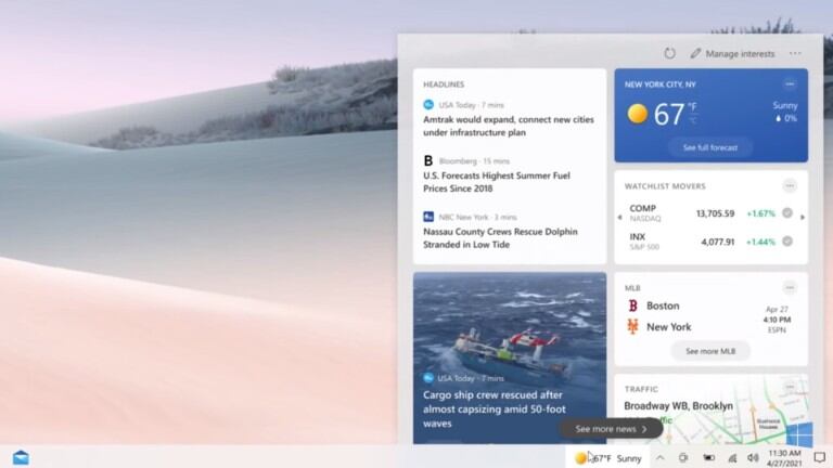 Microsoft añadirá un ícono con el tiempo y contenidos de interés del usuario a la barra de herramientas de Windows 10. Foto:DPA.