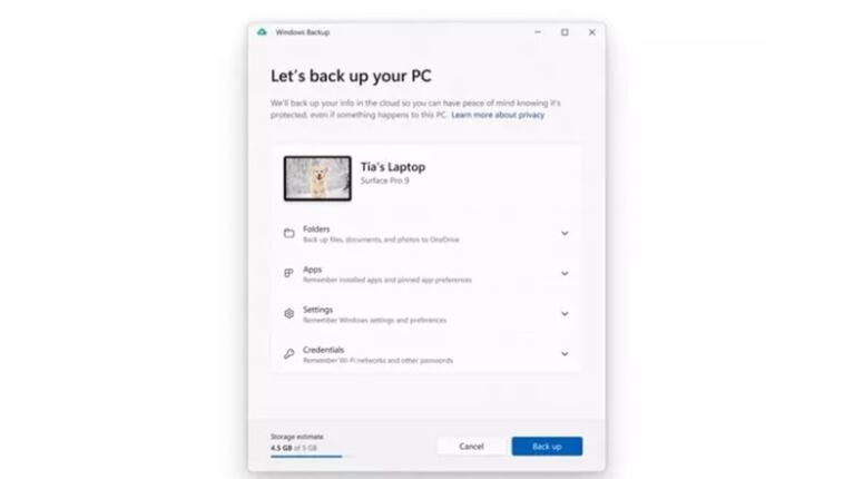 Microsoft ocultará la app copia de seguridad en algunas versiones de Windows 10 y 11