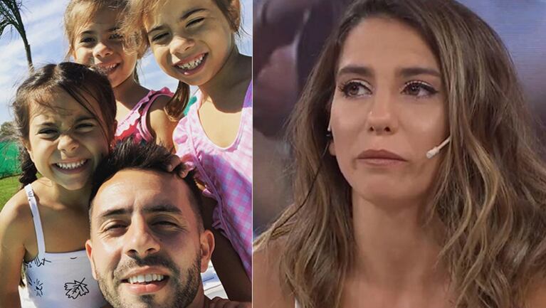 Mientras Cinthia lo fulmina al aire, Matías se divierte con sus hijas.