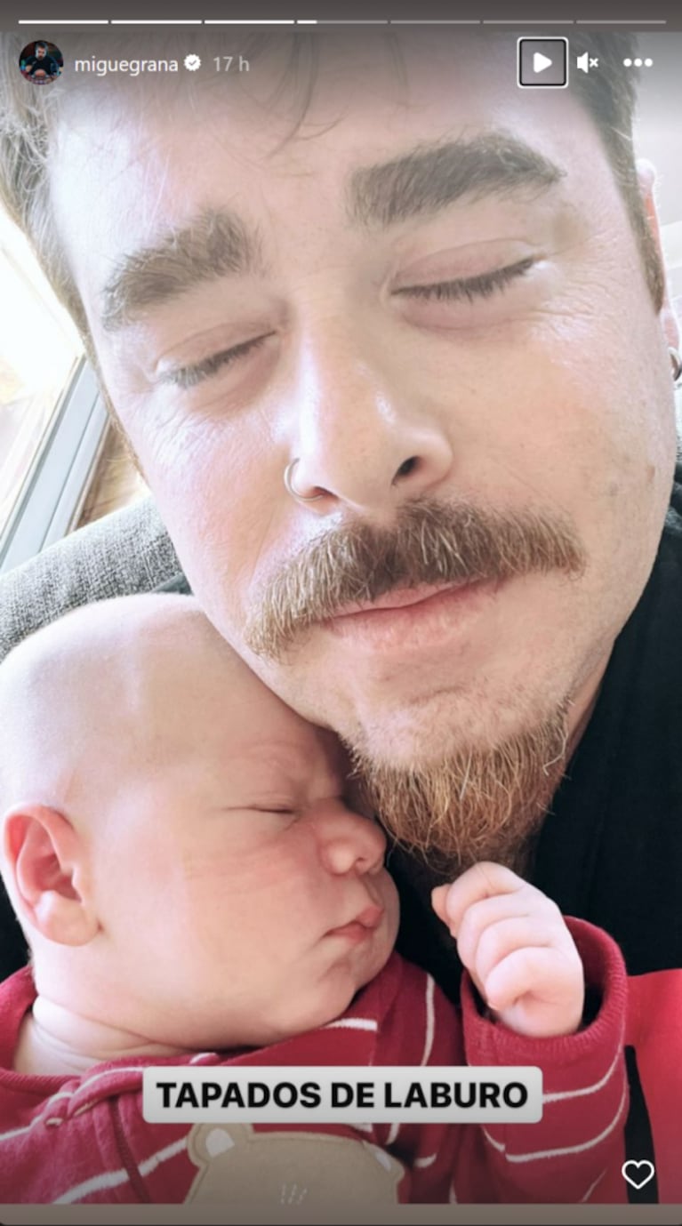Migue Granados posteó la selfie más tierna con su bebé recién nacido: "Tapados de laburo"