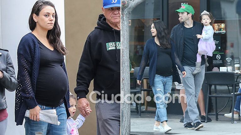 Mila Kunis y Ashton Kutcher, de paseo antes de ser padres por segunda vez. Fotos: Grosby Group.